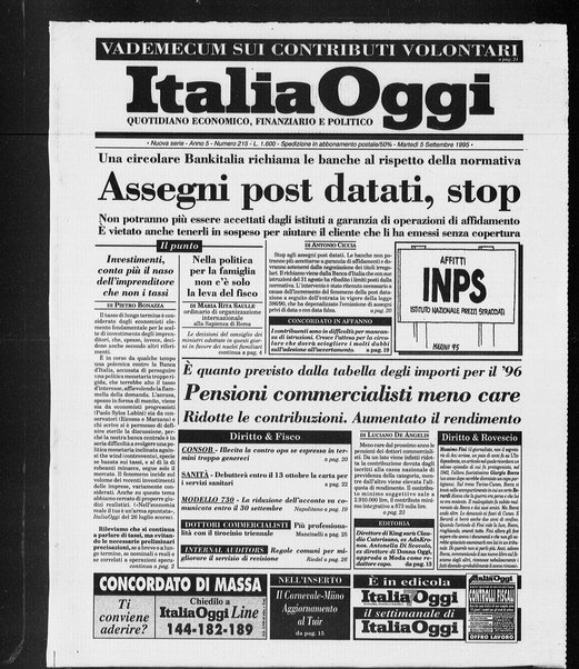 Italia oggi : quotidiano di economia finanza e politica